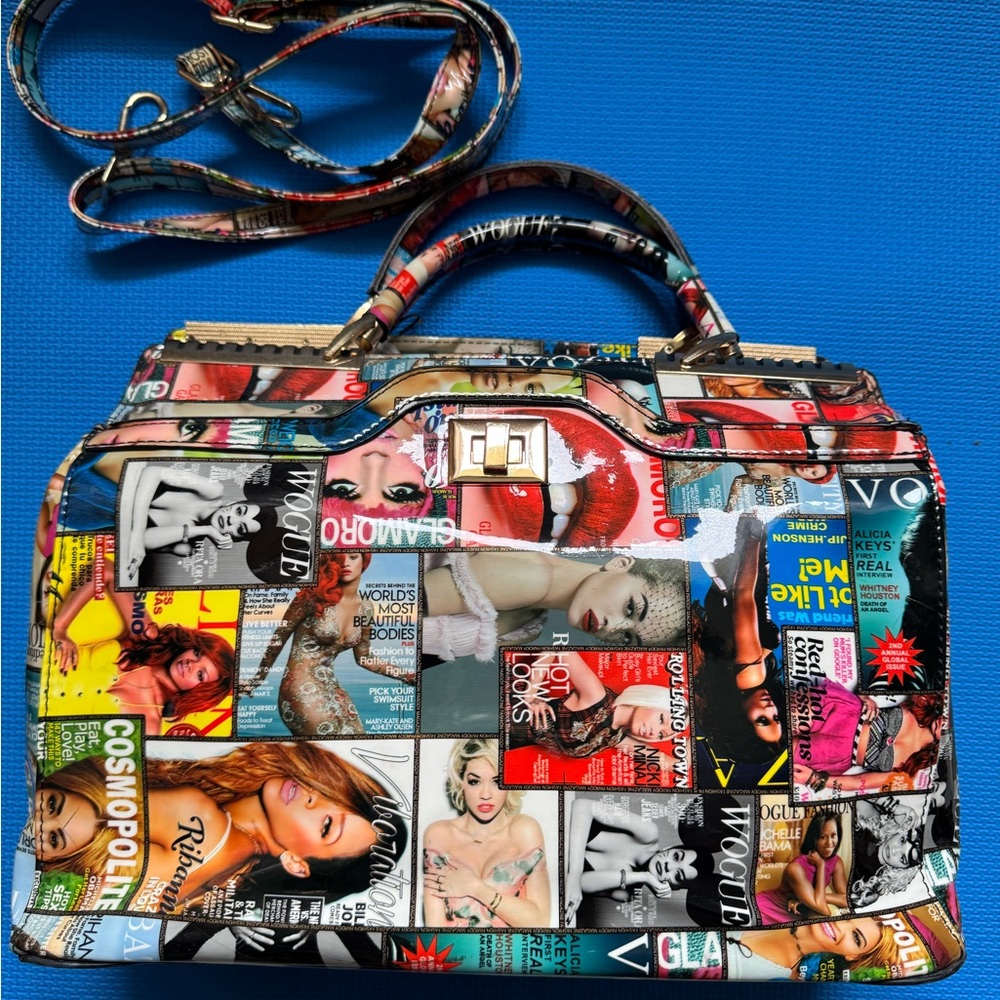 Colorful Magazine Print Women's Bag